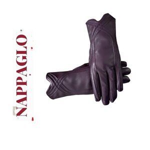 NWOT Nappaglo Lambskin, fleecelined gloves; Size L Aubergine Color